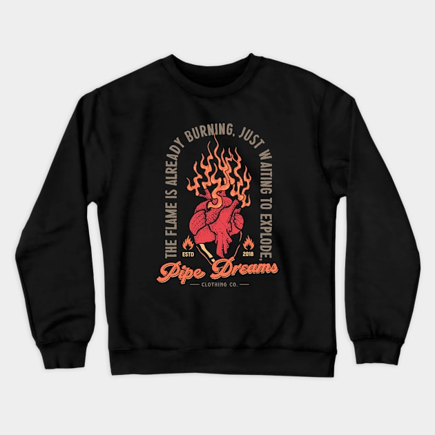 Burning Heart Crewneck Sweatshirt by Pipe Dreams Clothing Co.